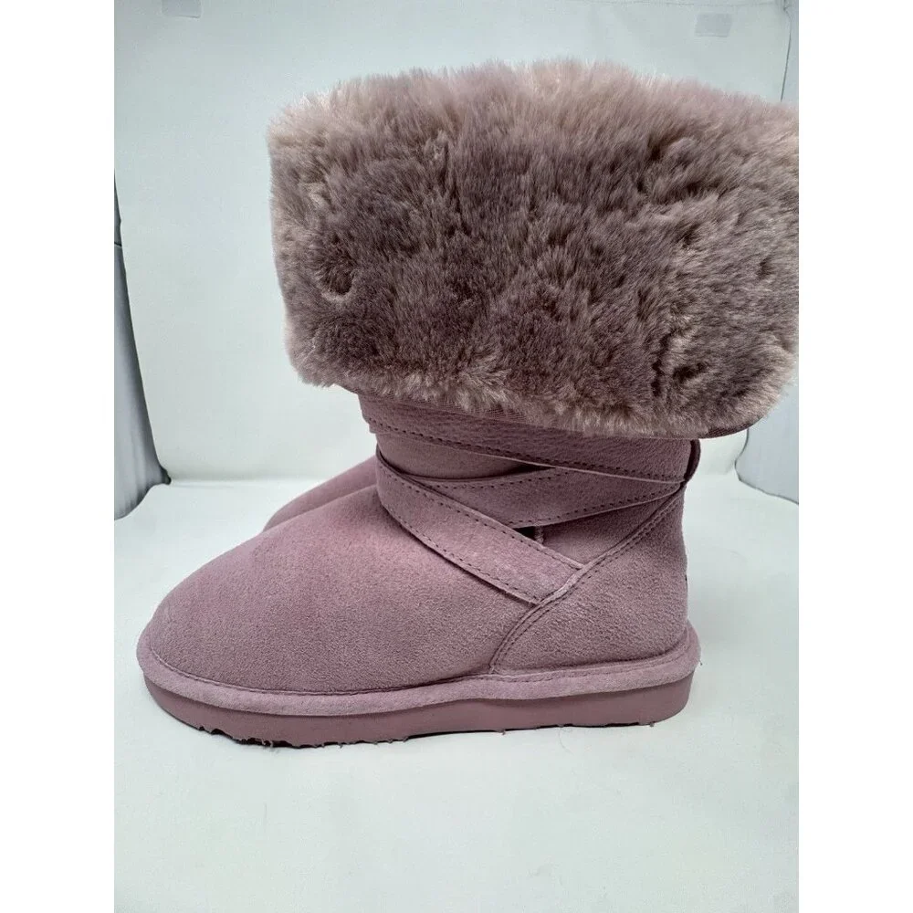 LAMO Womens Pink Suede Winter Boots 8 Furry